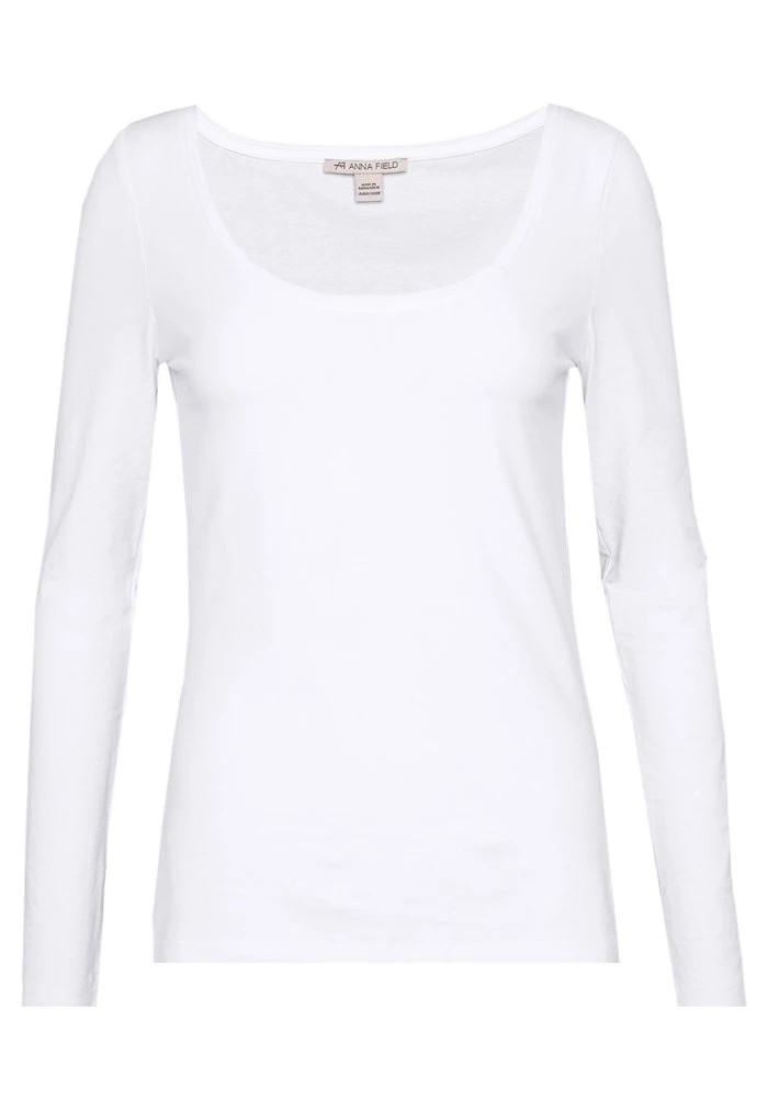 T-Shirt ANNA FIELD Anna Field Basic Round Neck Long Sleeves Blanche Femme | MZQ-4231732